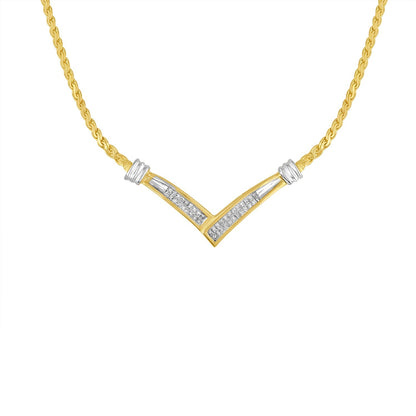 10K Yellow and White Gold 1/2 Cttw Princess Cut Diamond Channel-Set â€œVâ€ Shape 18" Franco Chain Necklace (H-I Color, SI2-I1 Clarity) Bids.com
