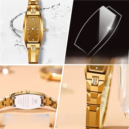 Women's Gold Stainless Steel Diamond Dial Dress Watch BandsCo Straps