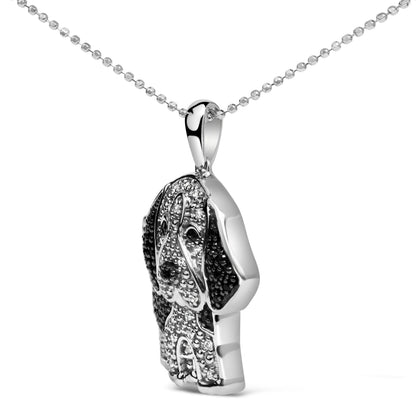 .925 Sterling Silver 1/4 Cttw White and Black Diamond Basset Hound Dog Pendant Necklace 18 inch (I-J Color, I2-I3 Clarity) Bids.com