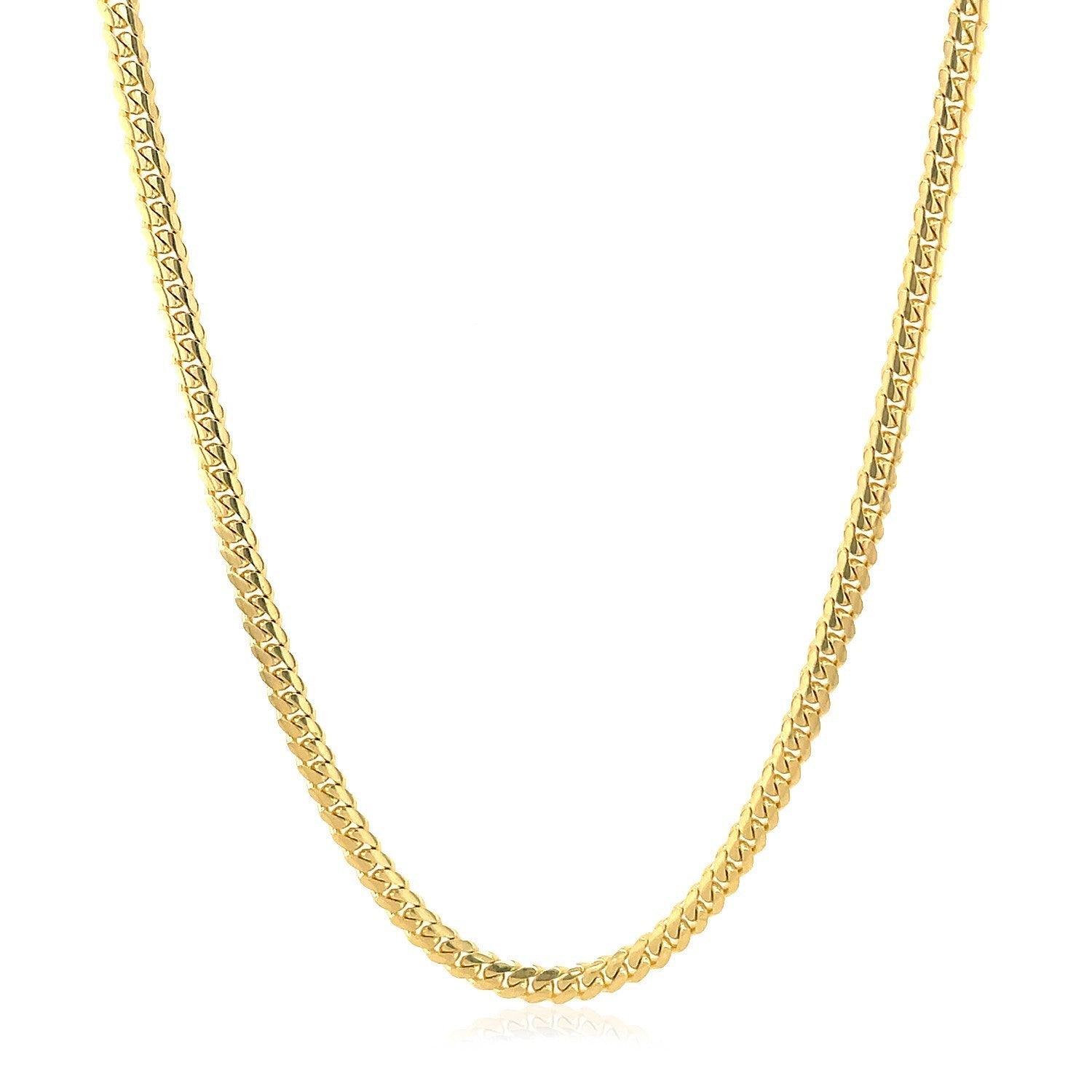 2.6mm 14k Yellow Gold Classic Solid Miami Cuban Chain Bids.com