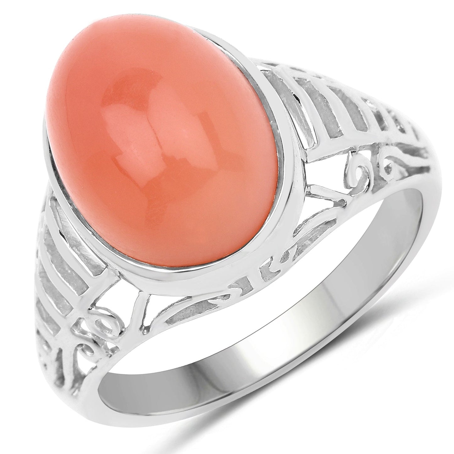 6.00 Carat Genuine Peach Moonstone .925 Sterling Silver Ring Bids.com
