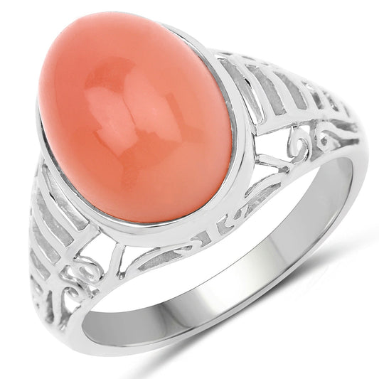 6.00 Carat Genuine Peach Moonstone .925 Sterling Silver Ring Bids.com