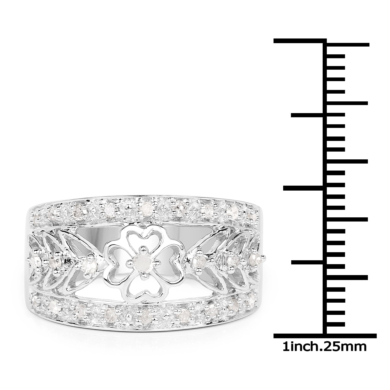 0.31 Carat Genuine White Diamond .925 Sterling Silver Ring Bids.com