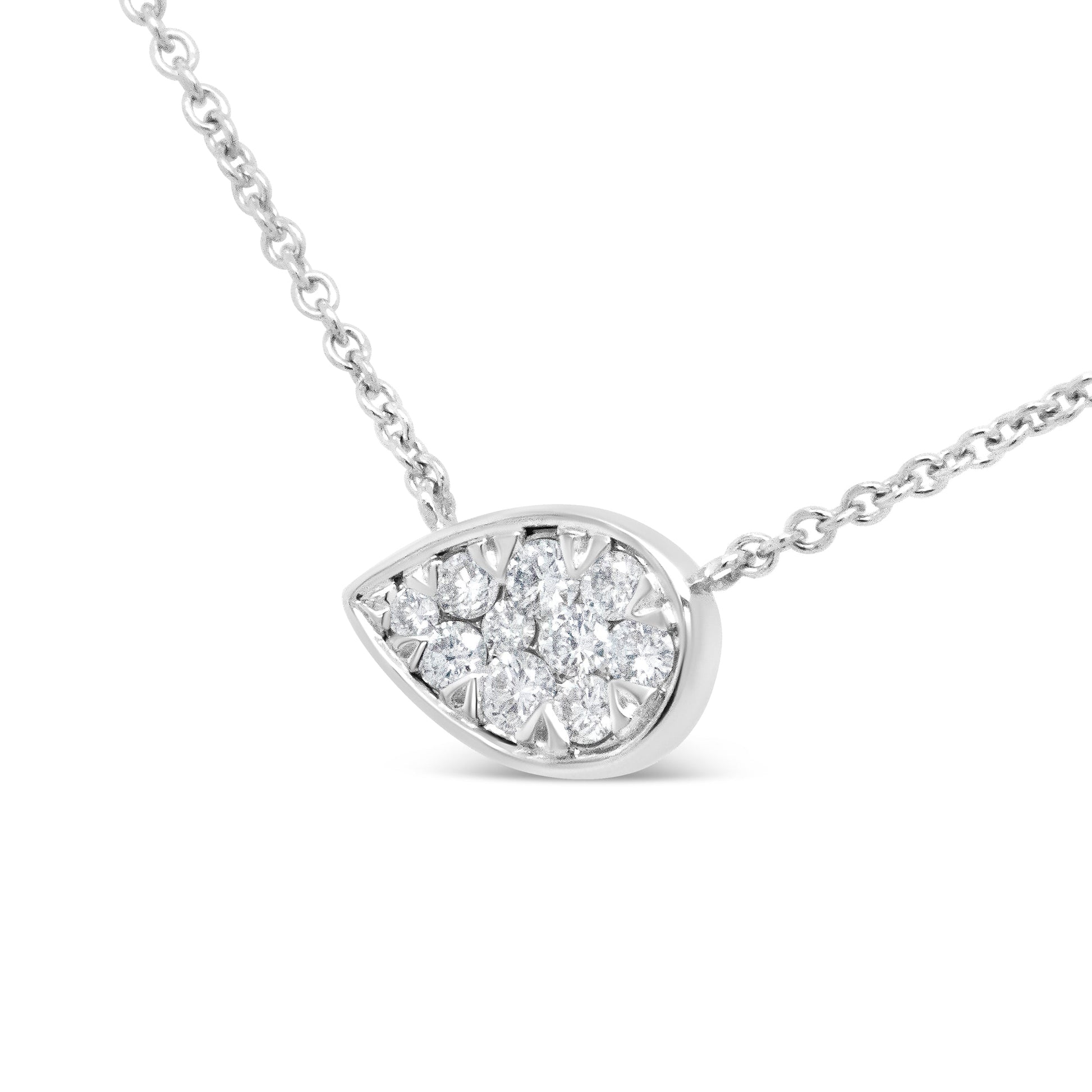 14K White Gold 1/4 Cttw Round Diamond Composite Teardrop Shape 18" Pendant Necklace - (G-H Color, SI2-I1 Clarity) Bids.com