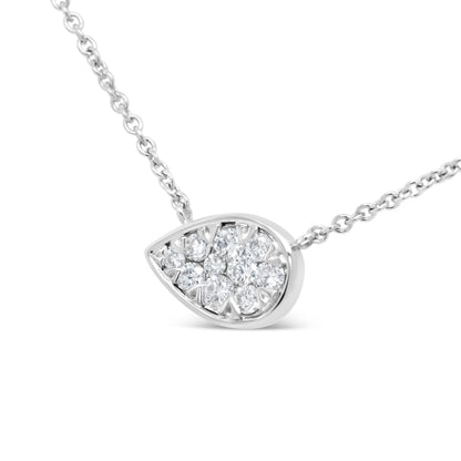 14K White Gold 1/4 Cttw Round Diamond Composite Teardrop Shape 18" Pendant Necklace - (G-H Color, SI2-I1 Clarity) Bids.com