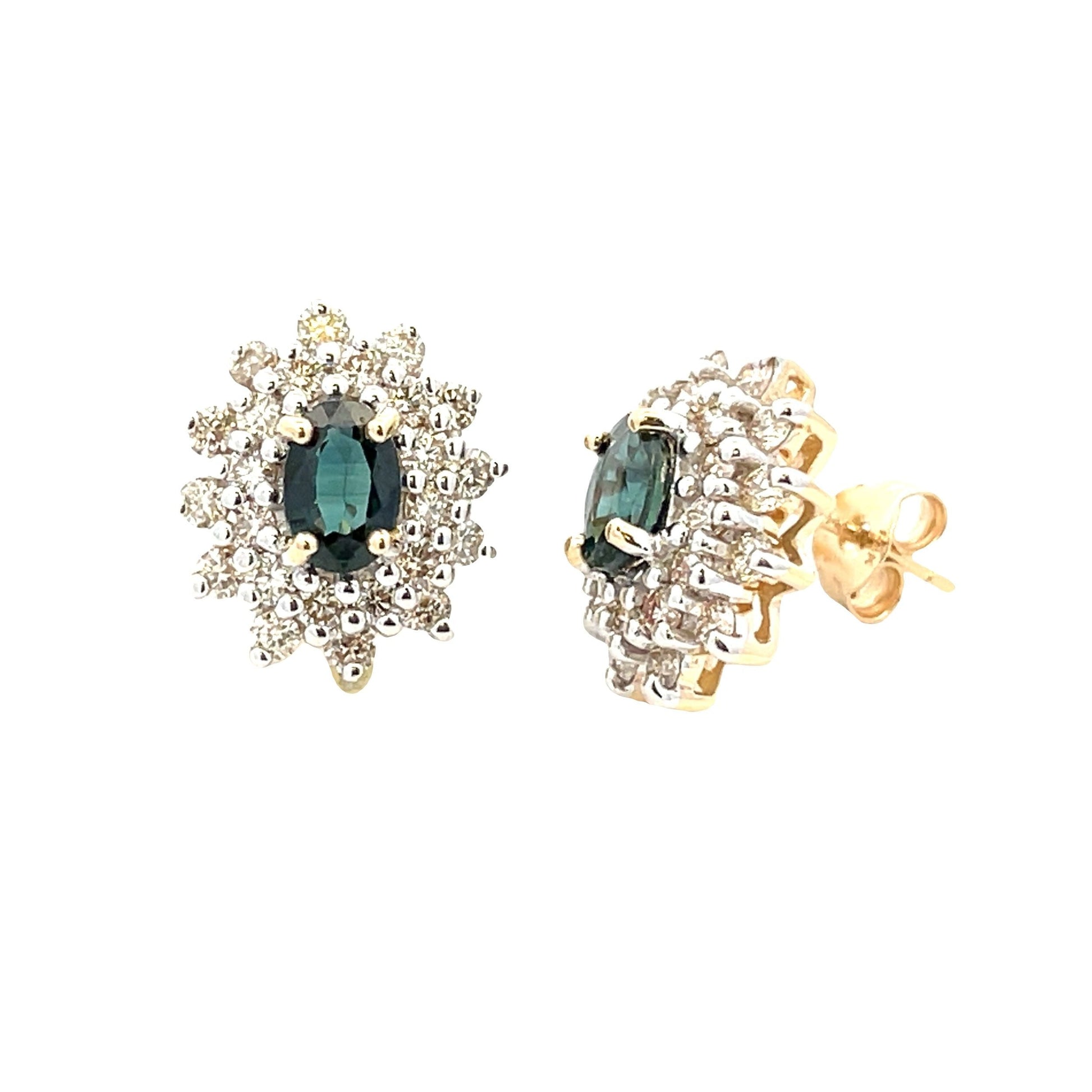 2.30ct Sapphire Diamond Earrings 14KT Yellow Gold Bids.com