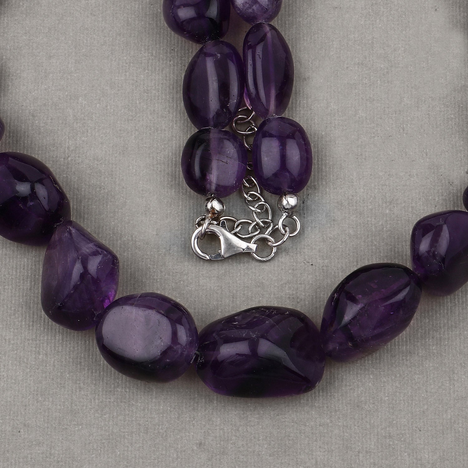 Amethyst Beaded Necklace, Genuine Raw Amethyst Beads Necklace for Women in Sterling Silver, February Birthstone Necklace, Gift for Mom Bids.com