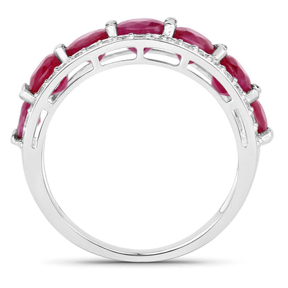 3.24 Carat Genuine Ruby and White Diamond 14K White Gold Ring Bids.com