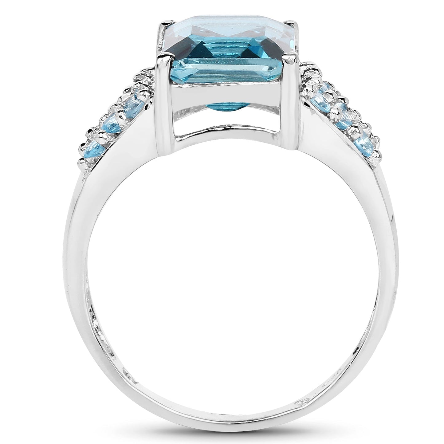 4.39 Carat Genuine London Blue Topaz and Swiss Blue Topaz .925 Sterling Silver Ring Bids.com