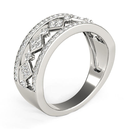 Diamond Studded Square Motif Ring in 14k White Gold (1/2 cttw) Bids.com
