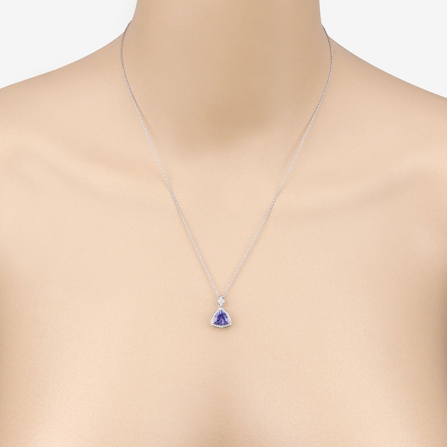 1.71 Carat Genuine Tanzanite and White Diamond 14K White Gold Pendant Bids.com