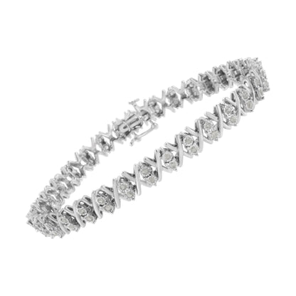 .925 Sterling Silver 1.0 Cttw Diamond Miracle-Set X-Link 7" Tennis Bracelet (I-J Color, I3 Clarity) Bids.com