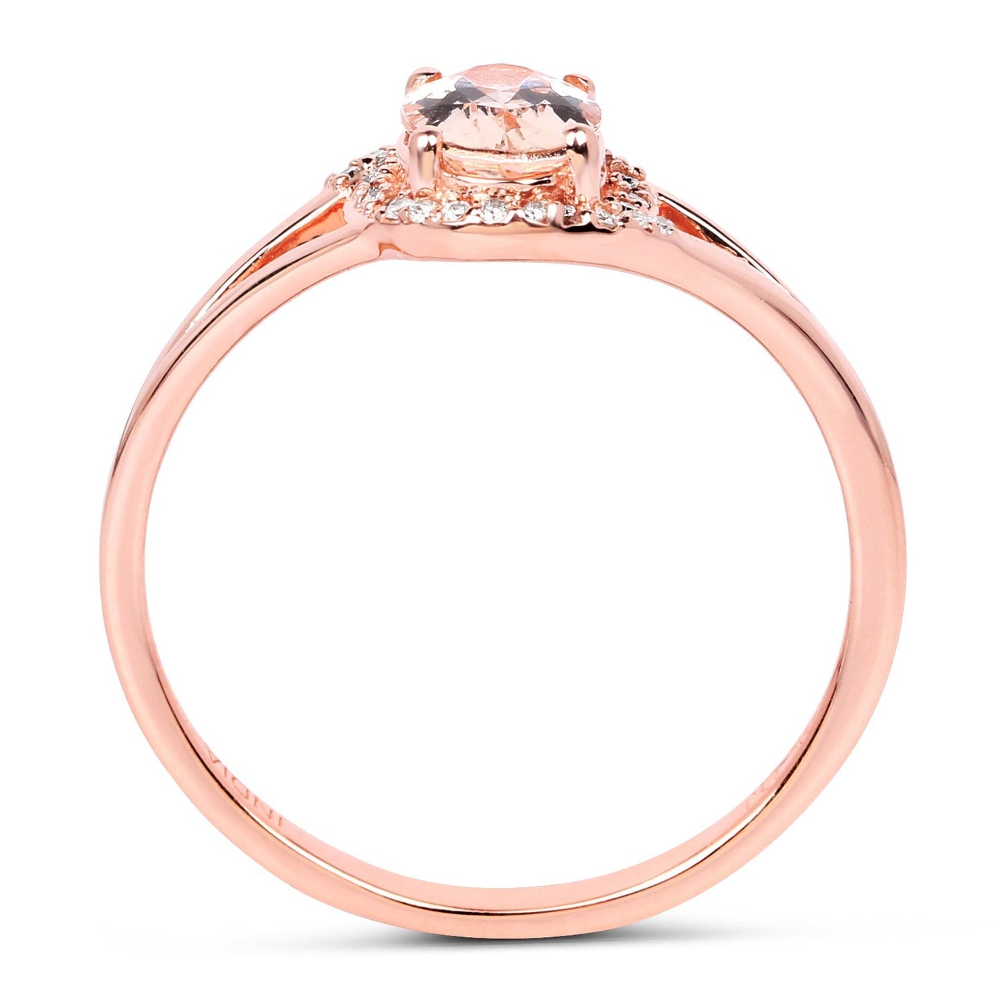 0.78 Carat Genuine Morganite and White Diamond 14K Rose Gold Ring Bids.com