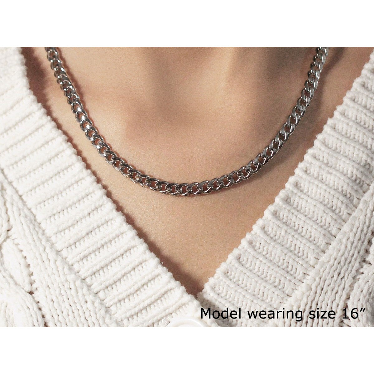 5.5mm 14k White Gold Miami Cuban Semi Solid Chain Bids.com
