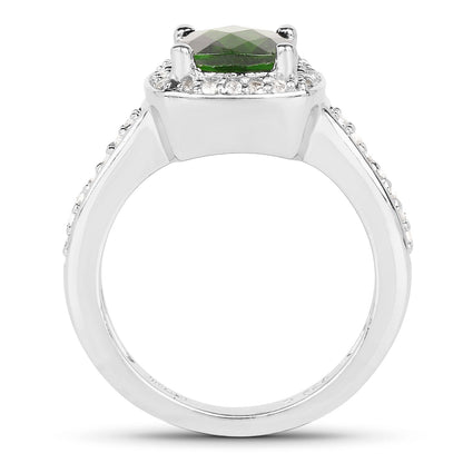 1.67 Carat Genuine Chrome Diopside & White Topaz .925 Sterling Silver Ring Bids.com