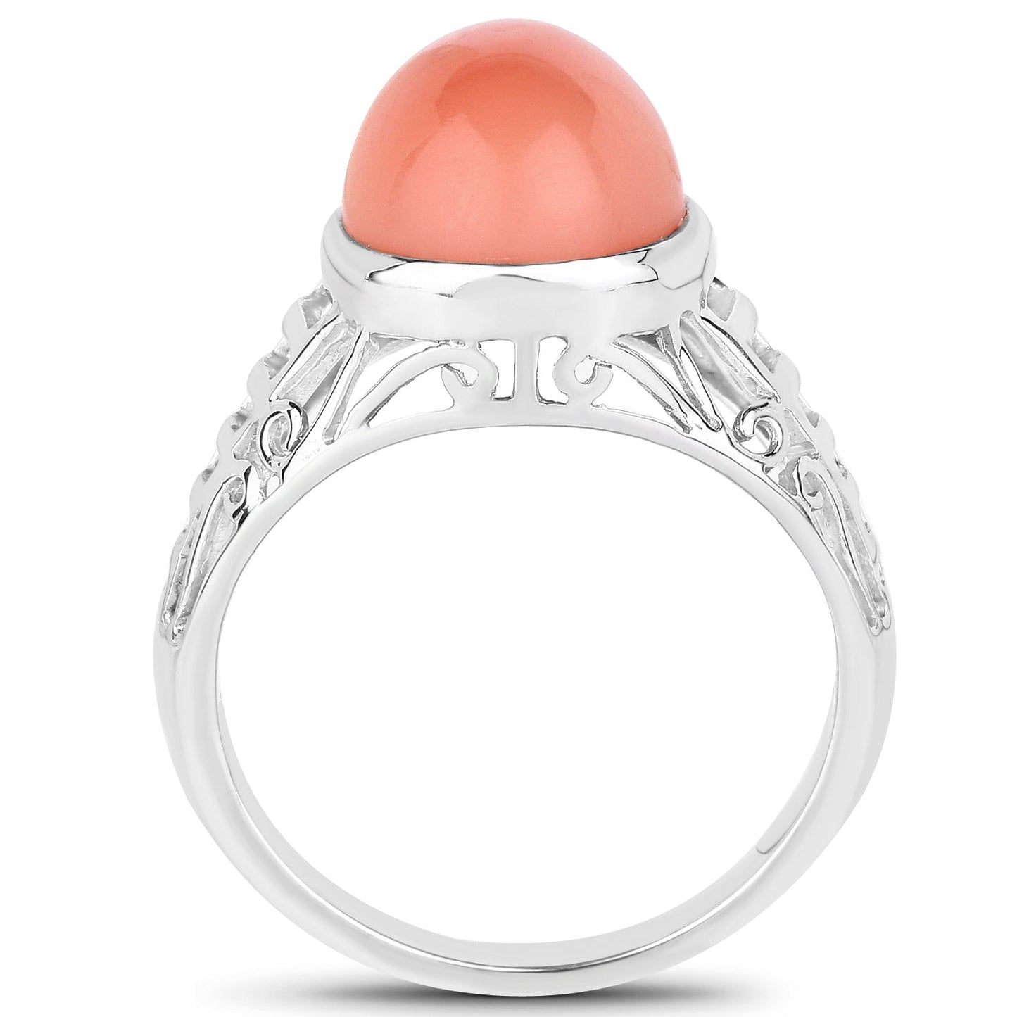 6.00 Carat Genuine Peach Moonstone .925 Sterling Silver Ring Bids.com
