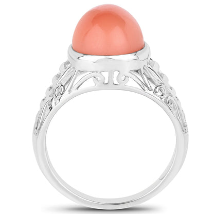 6.00 Carat Genuine Peach Moonstone .925 Sterling Silver Ring Bids.com