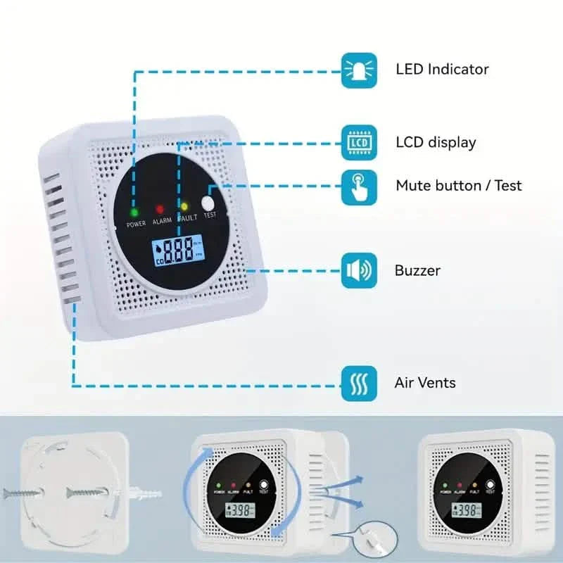Dual Sensor Smoke & Carbon Monoxide Detector Alarm with LCD Display DailySale