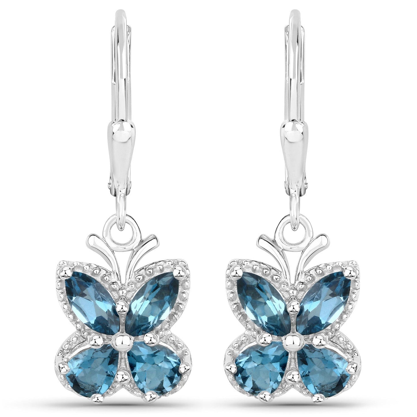 2.32 Carat Genuine London Blue Topaz .925 Sterling Silver Earrings Bids.com