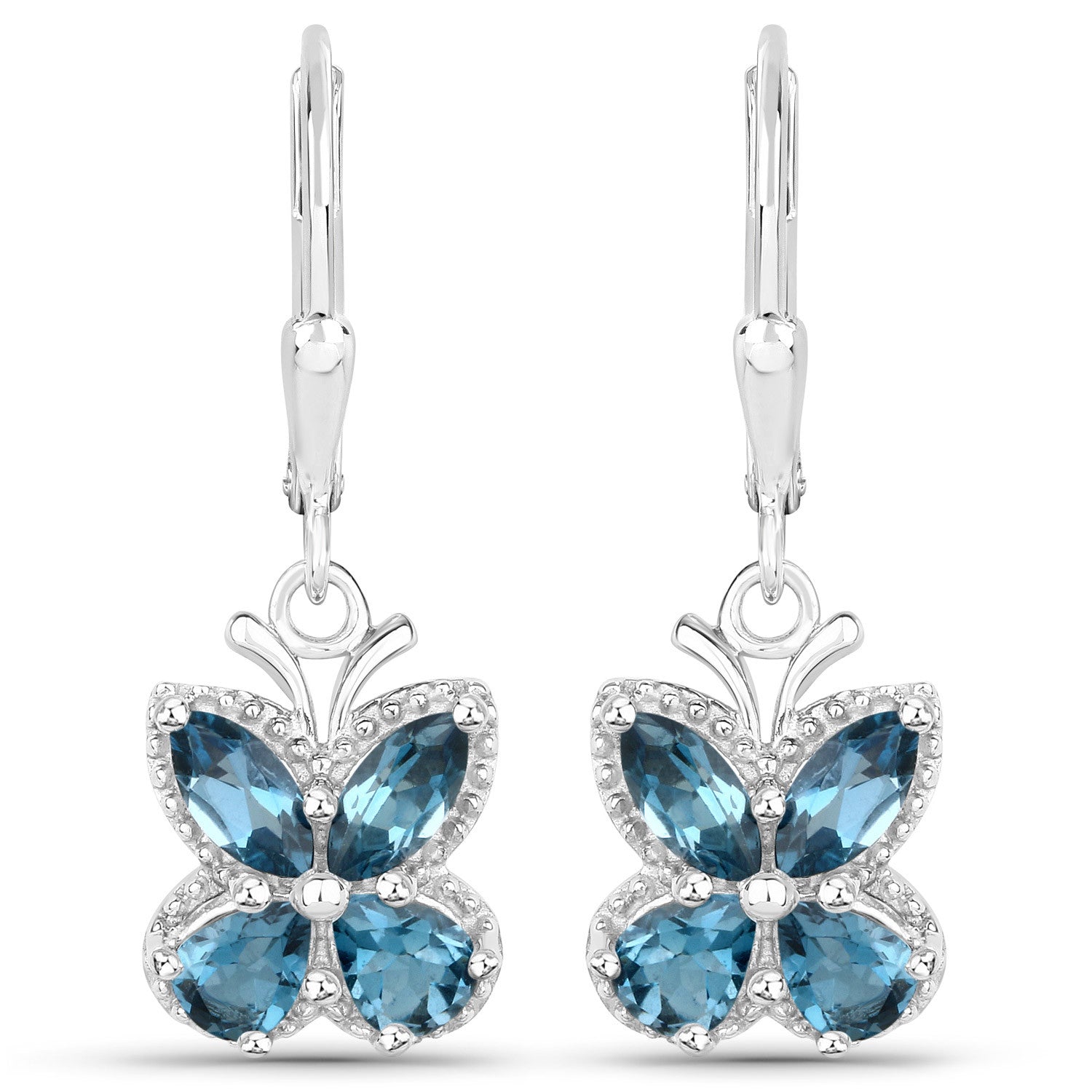 2.32 Carat Genuine London Blue Topaz .925 Sterling Silver Earrings Bids.com