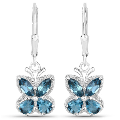 2.32 Carat Genuine London Blue Topaz .925 Sterling Silver Earrings Bids.com