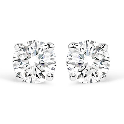 .925 Sterling Silver 1/2 Cttw Round Brilliant-Cut Lab Grown Diamond Classic 4-Prong Stud Earrings (F-G Color, VS1-VS2 Clarity) Bids.com