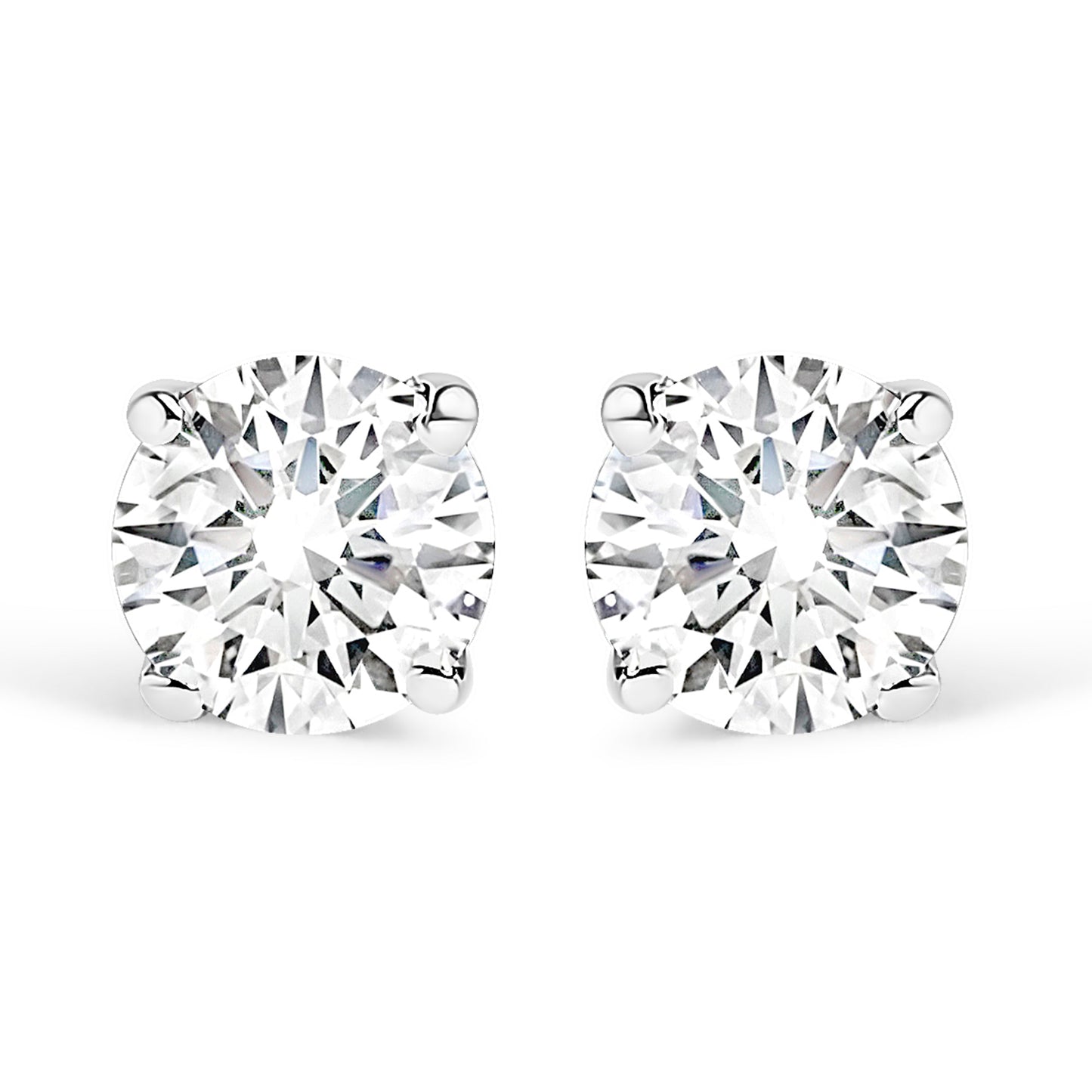 IGI Certified 14K White Gold 1.0 Cttw 4-Prong Set Brilliant Round-Cut Solitaire Natural Diamond Push Back Stud Earrings (G-H Color, I1-I2 Clarity) Bids.com