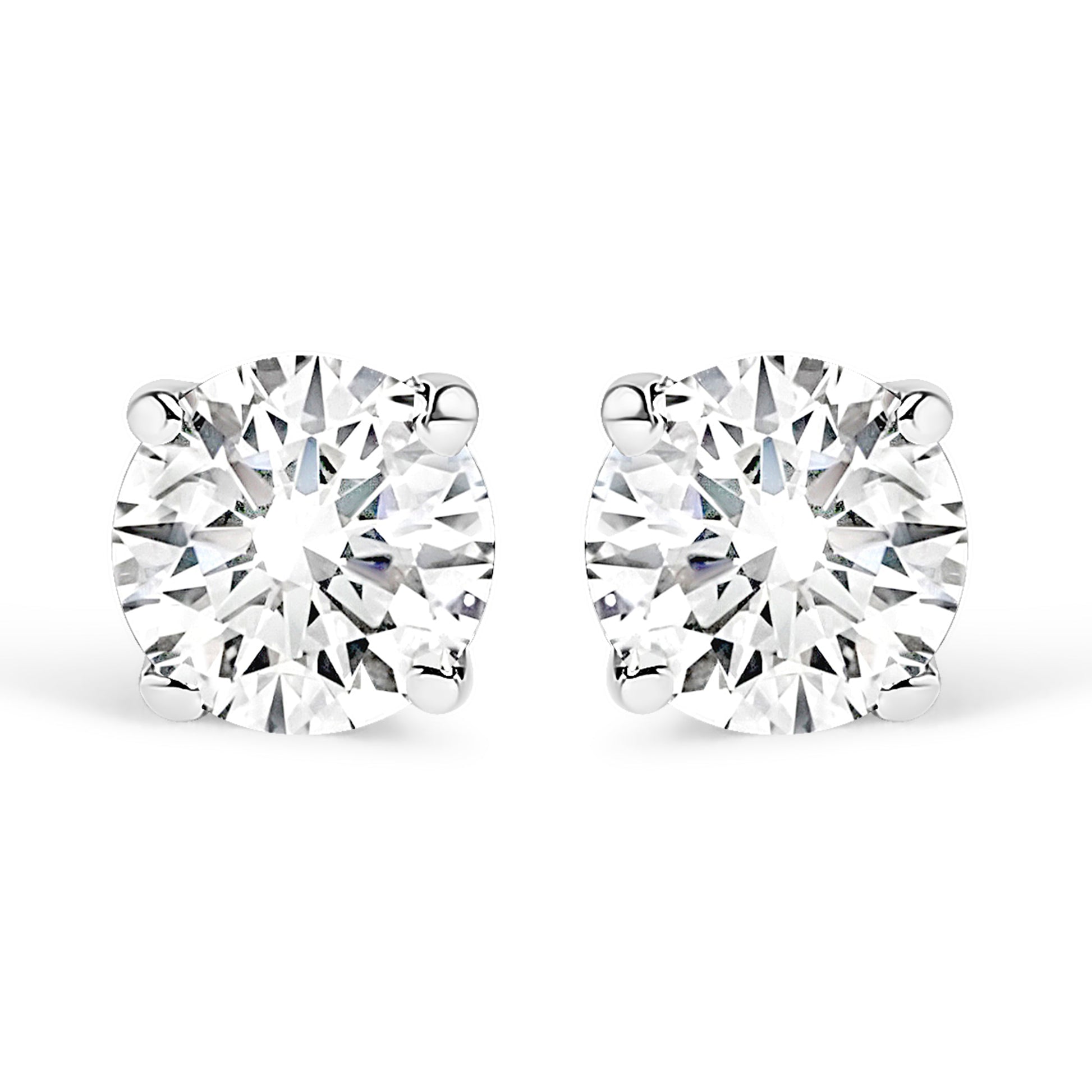 IGI Certified 14K White Gold 1.0 Cttw 4-Prong Set Brilliant Round-Cut Solitaire Natural Diamond Push Back Stud Earrings (G-H Color, I1-I2 Clarity) Bids.com