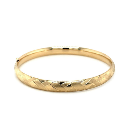 14k Yellow Gold Domed Bangle with a Weave Motif Bids.com