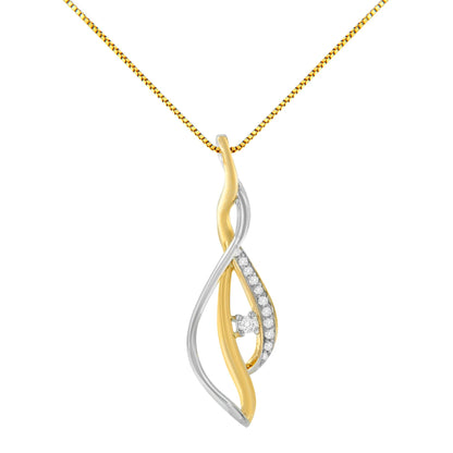 Espira 10K Two-Tone Gold Round Cut Diamond Cascade Pendant Necklace (1/10 cttw, J-K Color, I2-I3 Clarity) Bids.com