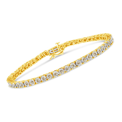 14K Yellow Gold Plated .925 Sterling Silver 3.0 Cttw Miracle-Set Diamond Tennis Bracelet (L-M Color, I2-I3 Clarity) - 7.25" Bids.com