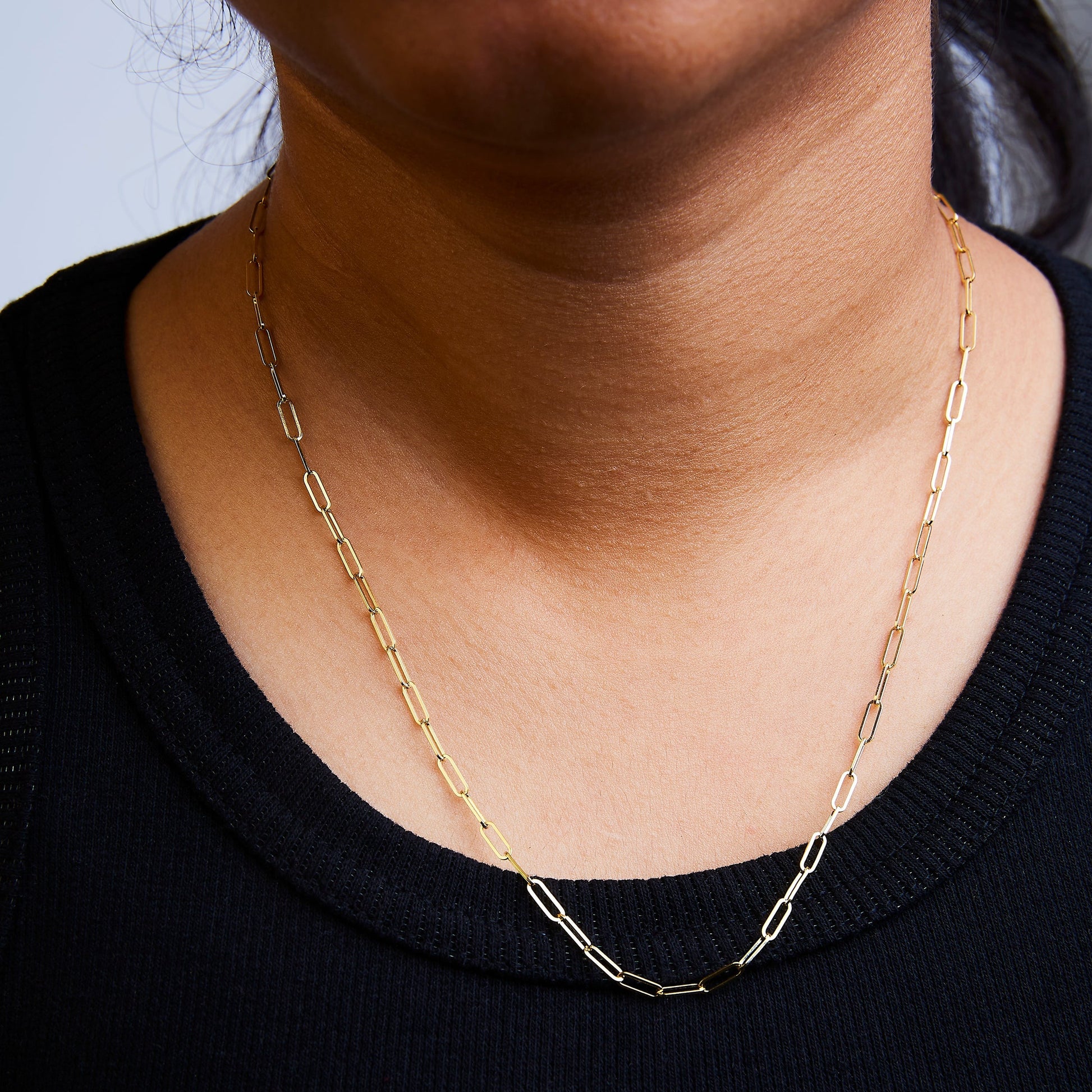 Solid 14K Yellow Gold 2.5mm Paperclip Chain Necklace Unisex 18" Inches Bids.com