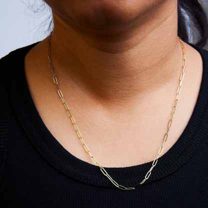 Solid 14K Yellow Gold 2.5mm Paperclip Chain Necklace Unisex 18" Inches Bids.com