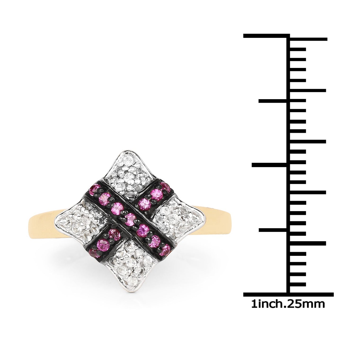14K Yellow Gold Plated 0.57 Carat Genuine Ruby and White Cubic Zirconia .925 Sterling Silver Ring Bids.com