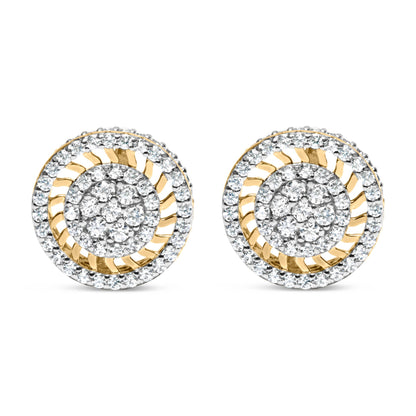 10K Yellow Gold 1.00 Cttw Diamond Halo Radiant Sunburst Stud Earrings (I-J Color, I2-I3 Clarity) Bids.com