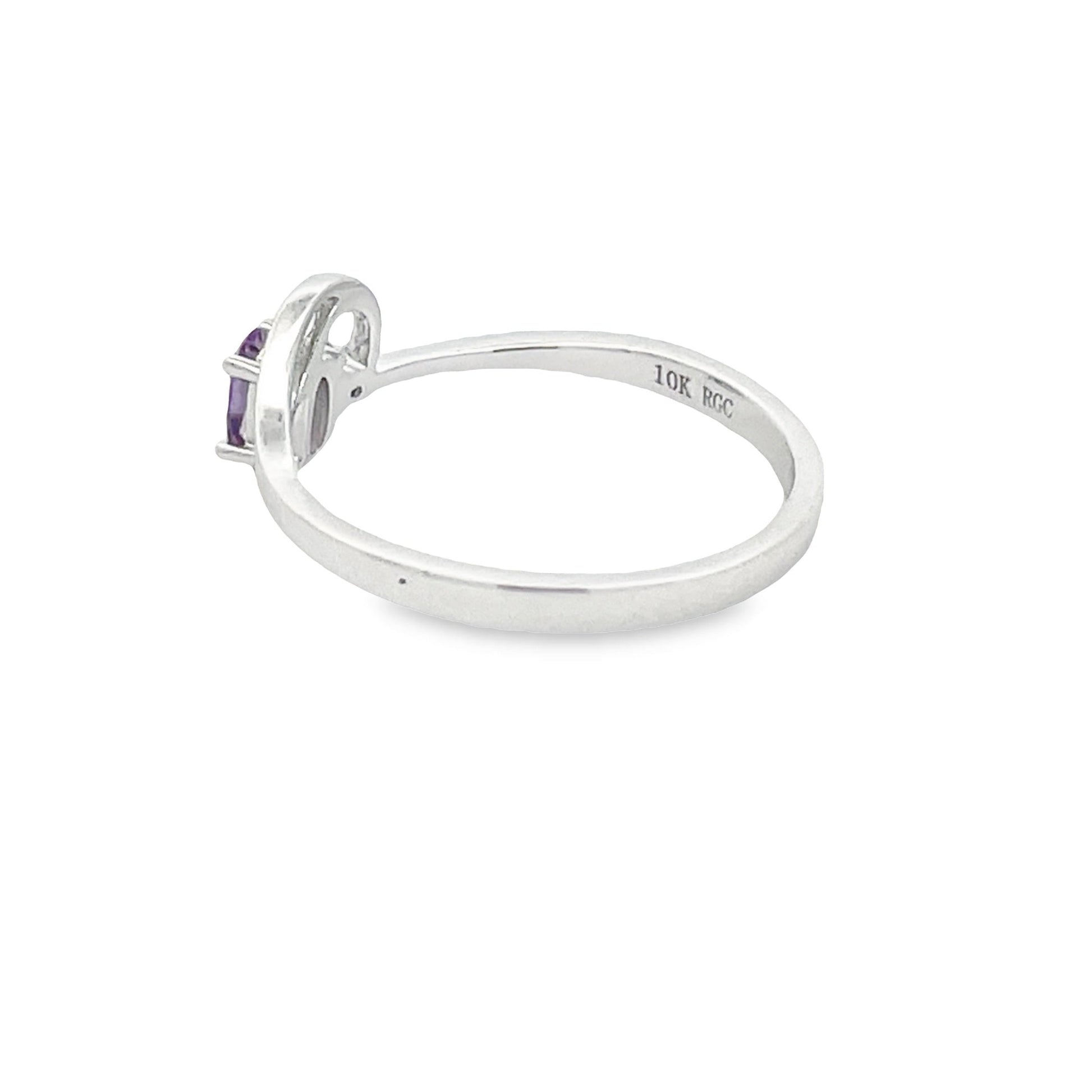 Natural .02ct Amethyst Diamond Ring 10KT White Gold Bids.com