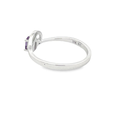 Natural .02ct Amethyst Diamond Ring 10KT White Gold Bids.com