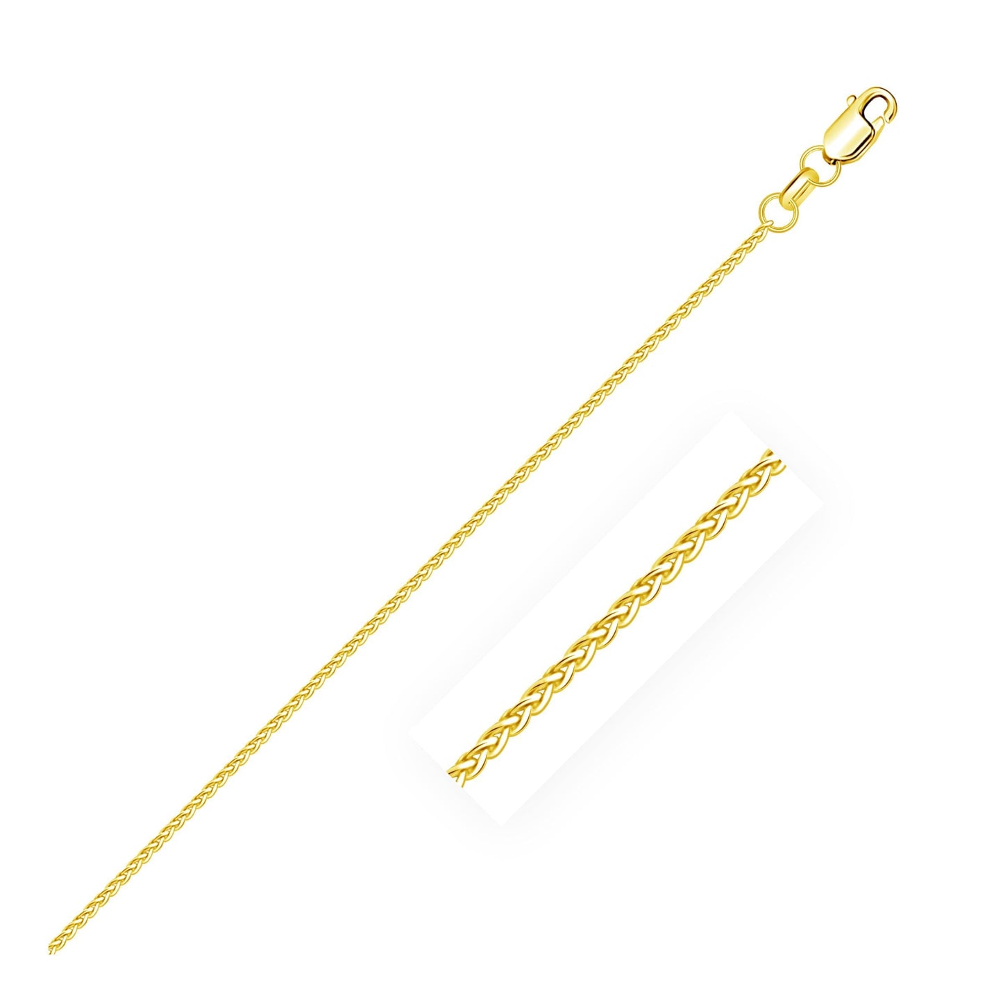 14k Yellow Gold Diamond Cut Round Wheat Chain 1.1mm Bids.com