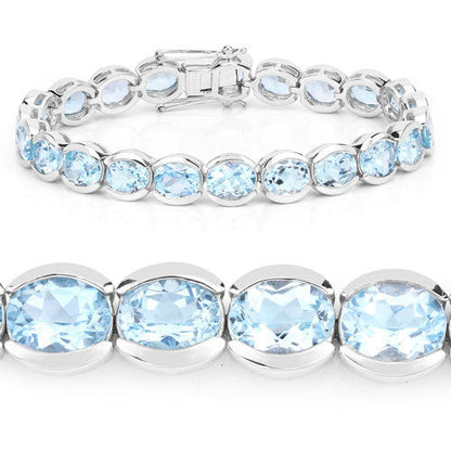 44.00 Carat Genuine Blue Topaz .925 Sterling Silver Bracelet Bids.com