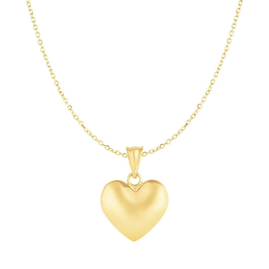 Puffed Heart Pendant in 10k Yellow Gold Bids.com