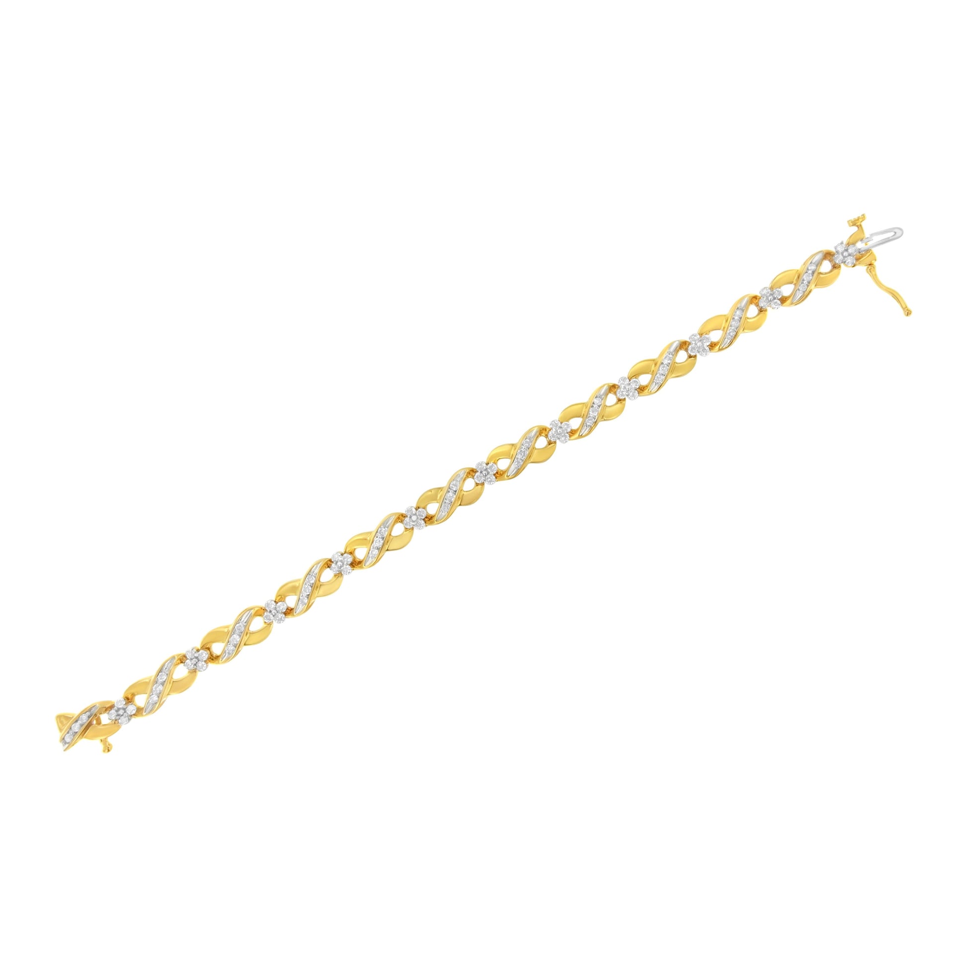 10K Yellow Gold Round-Cut Diamond Infinite Love Bracelet (1.00 cttw, I-J Color, I2-I3 Clarity) Bids.com
