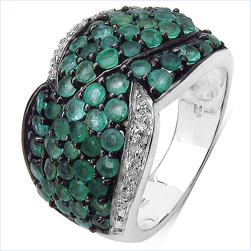 2.28 Carat Genuine Emerald & White Topaz .925 Sterling Silver Ring Bids.com