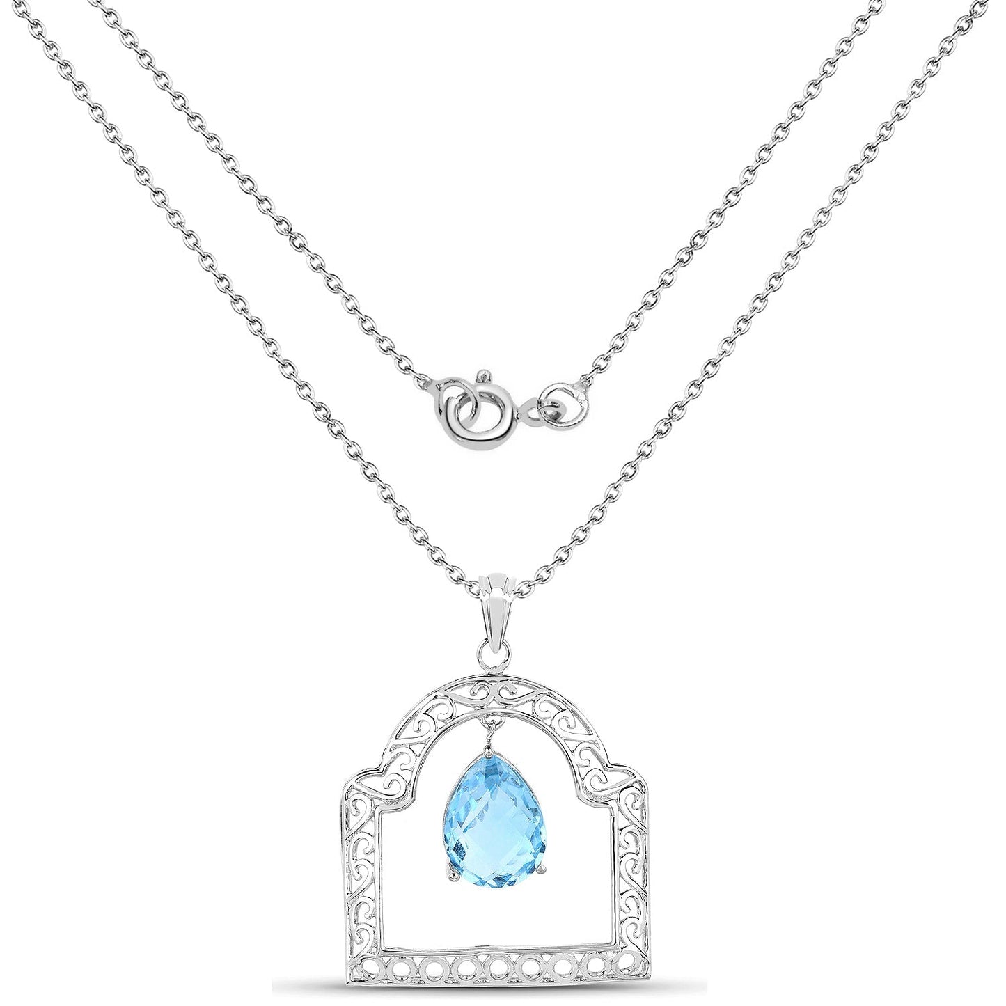 10.50 Carat Genuine Swiss Blue Topaz .925 Sterling Silver Pendant Bids.com