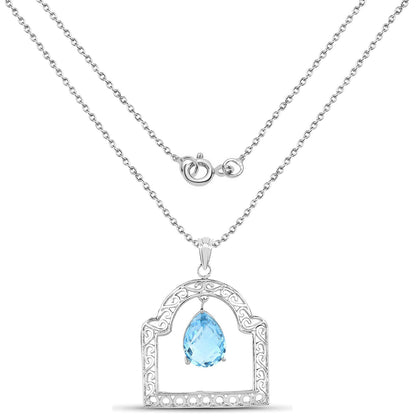 10.50 Carat Genuine Swiss Blue Topaz .925 Sterling Silver Pendant Bids.com