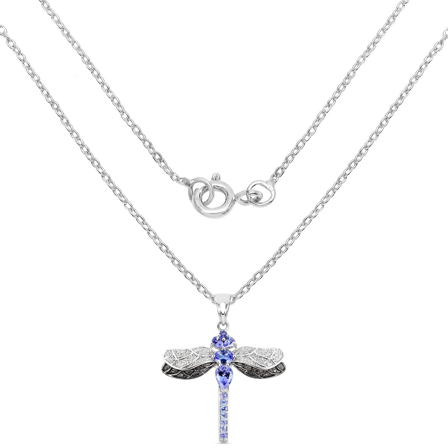 1.93 Carat Genuine Tanzanite and White Topaz .925 Sterling Silver Pendant Bids.com