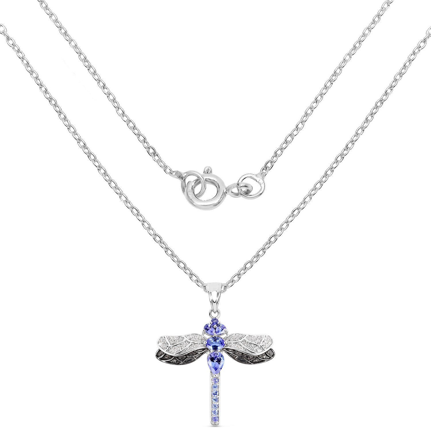 1.93 Carat Genuine Tanzanite and White Topaz .925 Sterling Silver Pendant Bids.com