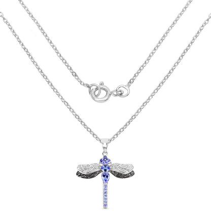 1.93 Carat Genuine Tanzanite and White Topaz .925 Sterling Silver Pendant Bids.com