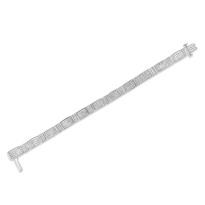 14K White Gold 7.0 Cttw Princess Cut Diamond 7" Alternating Vertical and Horizontal Rectangular Link Tennis Bracelet (H-I Color, SI2-I1 Clarity) Bids.com