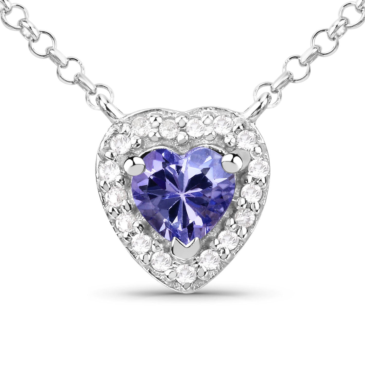 0.55 Carat Genuine Tanzanite and White Topaz .925 Sterling Silver Necklace Bids.com