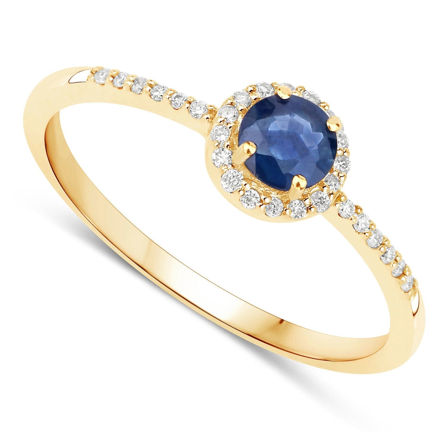 0.38 Carat Genuine Blue Sapphire and White Diamond 14K Yellow Gold Ring Bids.com